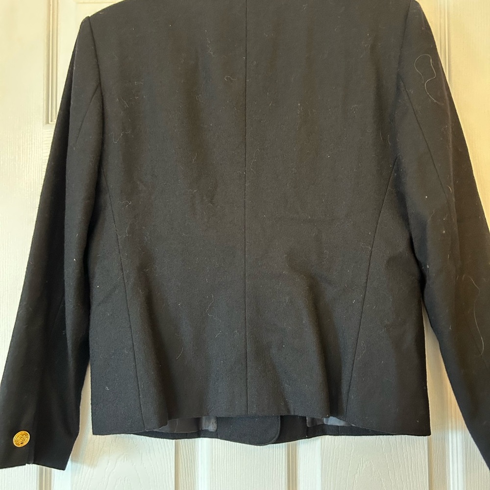 Talbots Black Wool Blazer size 8P gold buttons - Picture 3 of 10